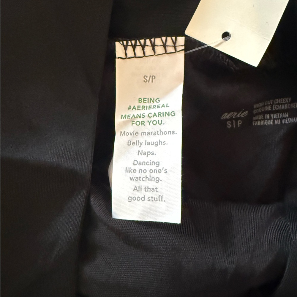 NWT Aerie Black High Cut Cheeky Bikini Bottom Size S - Picture 8 of 9